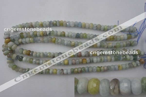 CAQ355 15.5 inches 5*8mm faceted rondelle natural aquamarine beads