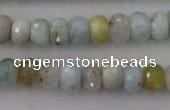 CAQ356 15.5 inches 7*11mm faceted rondelle natural aquamarine beads