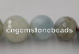 CAQ360 15.5 inches 7mm - 18mm faceted round natural aquamarine beads