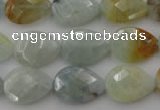 CAQ378 15.5 inches 13*18mm faceted flat teardrop natural aquamarine beads