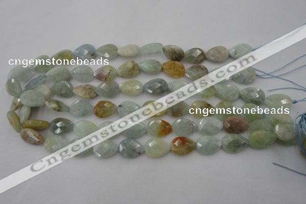 CAQ378 15.5 inches 13*18mm faceted flat teardrop natural aquamarine beads