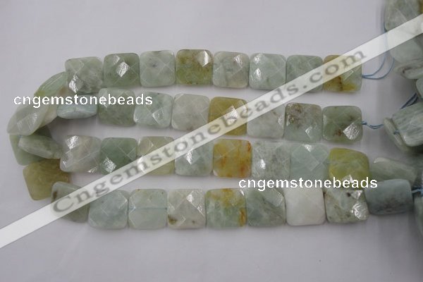 CAQ398 15.5 inches 20*20mm faceted square natural aquamarine beads