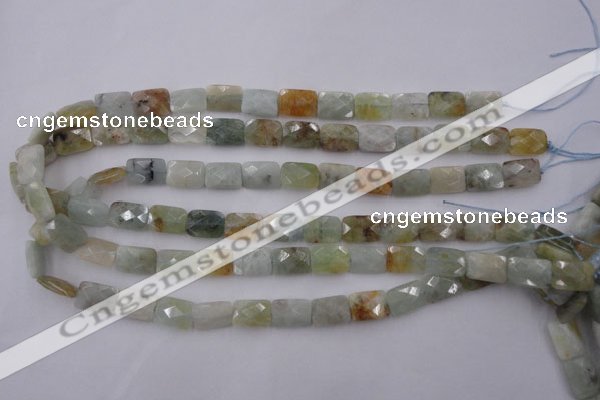 CAQ402 15.5 inches 10*14mm faceted rectangle natural aquamarine beads