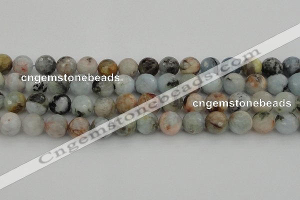 CAQ425 15.5 inches 16mm faceted round natural aquamarine beads