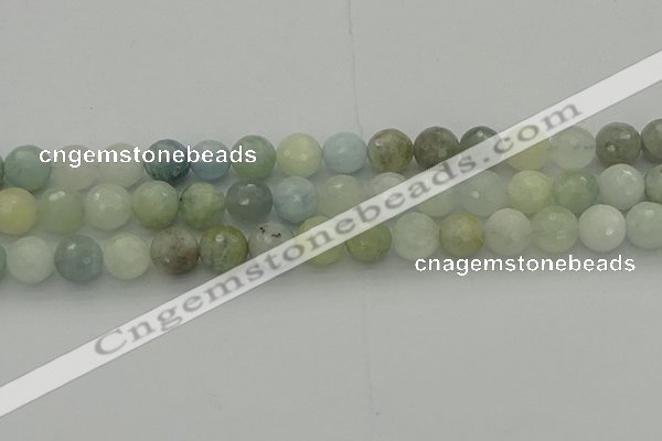 CAQ438 15.5 inches 10mm faceted round natural aquamarine beads