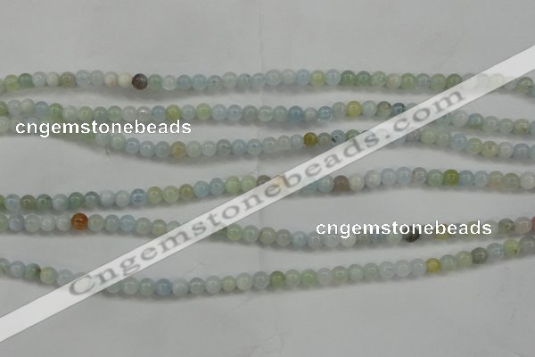 CAQ451 15.5 inches 4mm round aquamarine beads wholesale