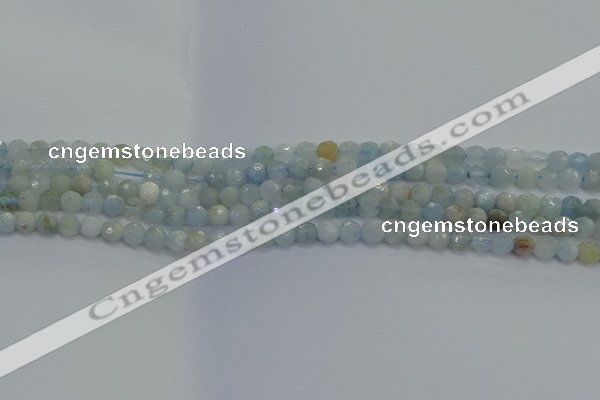 CAQ551 15.5 inches 4mm faceted round natural aquamarine beads