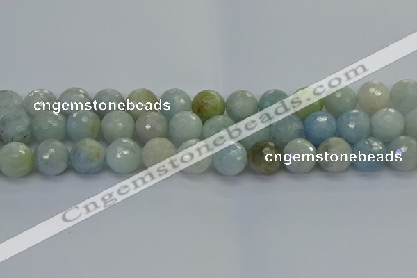 CAQ555 15.5 inches 12mm faceted round natural aquamarine beads