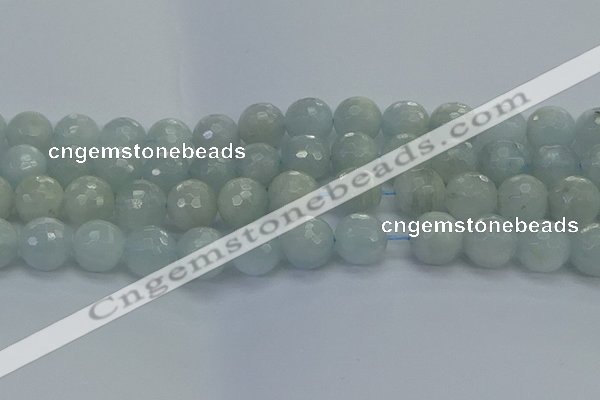 CAQ564 15.5 inches 14mm faceted round natural aquamarine beads