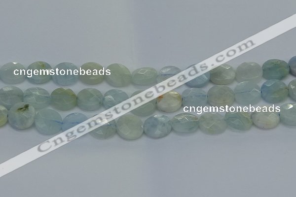 CAQ570 15.5 inches 11mm faceted coin natural aquamarine beads