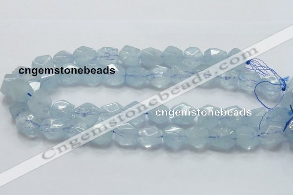 CAQ59 15.5 inches 16*20mm faceted nugget natural aquamarine beads