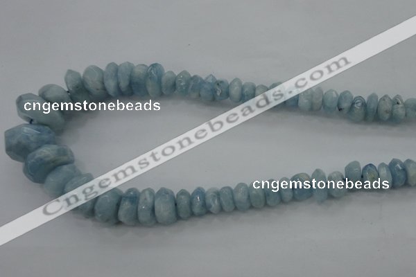 CAQ61 5*8mm – 10*16mm faceted nuggets natural aquamarine beads