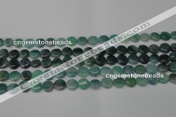 CAQ618 15.5 inches 10mm flat round aquamarine gemstone beads