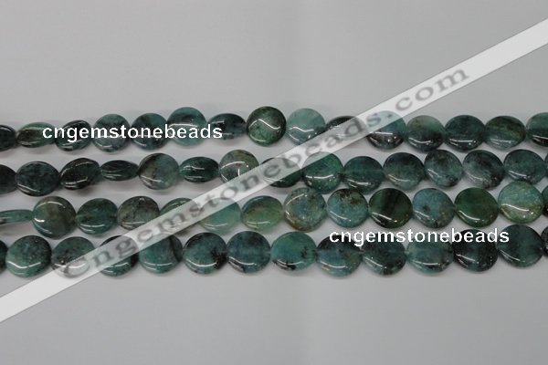 CAQ620 15.5 inches 14mm flat round aquamarine gemstone beads