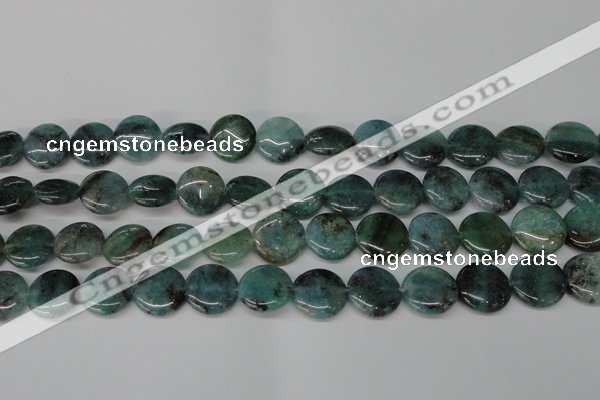 CAQ621 15.5 inches 16mm flat round aquamarine gemstone beads