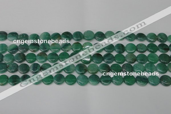 CAQ625 15.5 inches 12mm flat round aquamarine gemstone beads