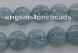 CAQ68 15.5 inches 12*12mm flat round natural aquamarine beads wholesale