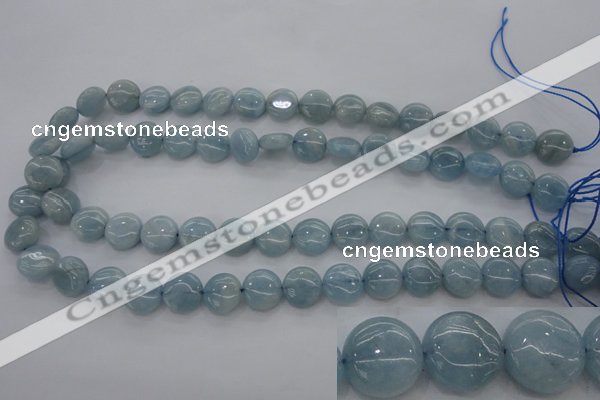 CAQ68 15.5 inches 12*12mm flat round natural aquamarine beads wholesale