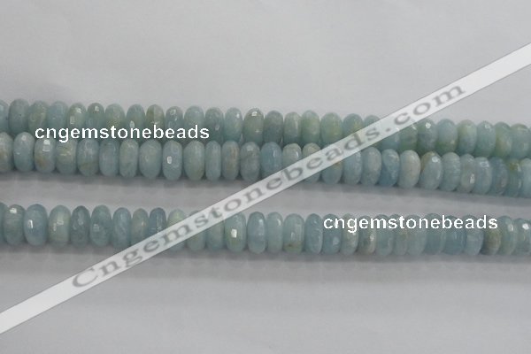 CAQ72 15.5 inches 6*11mm faceted rondelle AB grade aquamarine beads