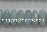 CAQ73 15.5 inches 6*13mm faceted rondelle AB grade aquamarine beads