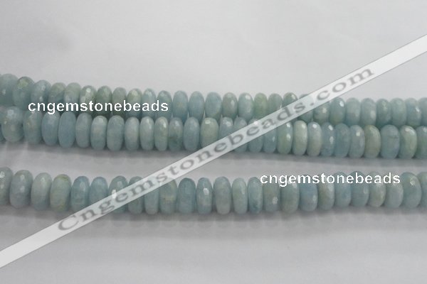 CAQ73 15.5 inches 6*13mm faceted rondelle AB grade aquamarine beads