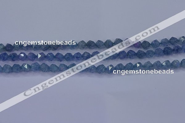 CAQ771 15.5 inches 6mm faceted nuggets imitation aquamarine beads