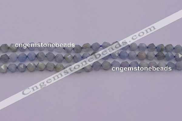 CAQ790 15.5 inches 6mm faceted nuggets aquamarine gemstone beads