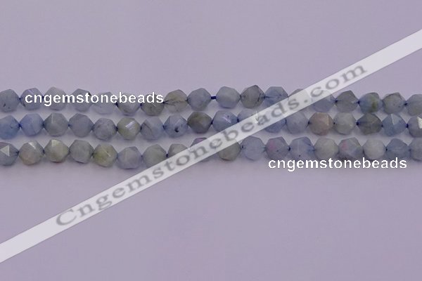 CAQ791 15.5 inches 8mm faceted nuggets aquamarine gemstone beads