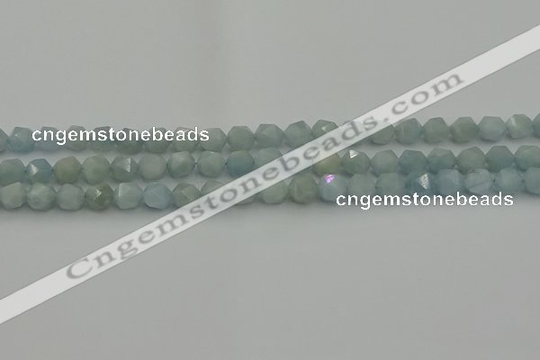 CAQ796 15.5 inches 6mm faceted nuggets aquamarine gemstone beads