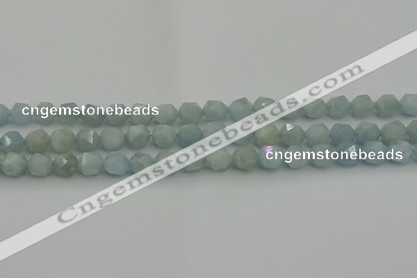 CAQ797 15.5 inches 8mm faceted nuggets aquamarine gemstone beads
