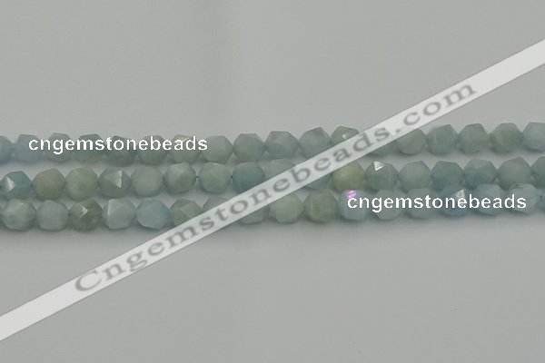 CAQ797 15.5 inches 8mm faceted nuggets aquamarine gemstone beads