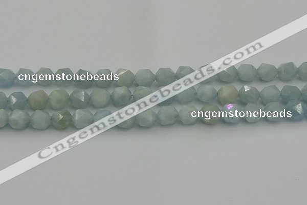 CAQ798 15.5 inches 10mm faceted nuggets aquamarine gemstone beads