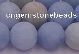 CAQ814 15.5 inches 12mm round matte aquamarine beads wholesale