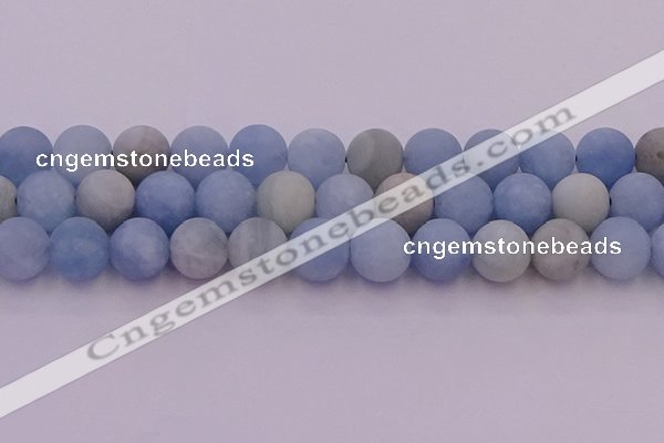 CAQ814 15.5 inches 12mm round matte aquamarine beads wholesale