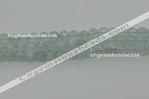 CAQ821 15.5 inches 8mm faceted round aquamarine beads wholesale