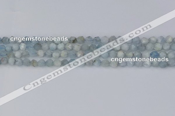 CAQ831 15.5 inches 6mm faceted nuggets aquamarine beads