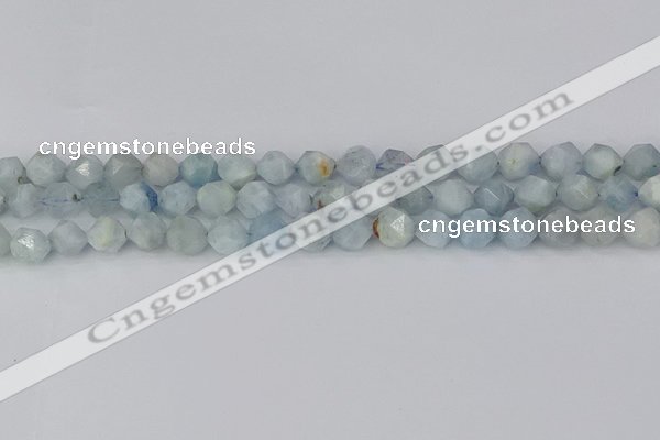 CAQ832 15.5 inches 8mm faceted nuggets aquamarine beads