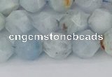 CAQ833 15.5 inches 10mm faceted nuggets aquamarine beads