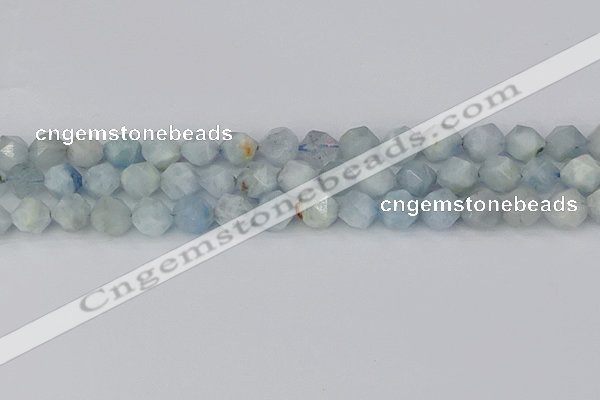CAQ833 15.5 inches 10mm faceted nuggets aquamarine beads