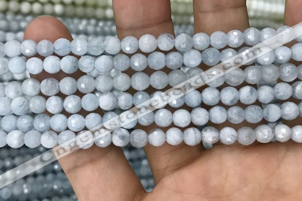 CAQ848 15.5 inches 6mm faceted round aquamarine beads wholesale