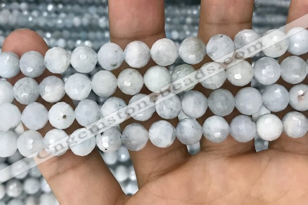 CAQ849 15.5 inches 8mm faceted round aquamarine beads wholesale