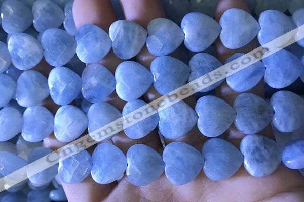 CAQ860 15.5 inches 13*14mm faceted heart aquamarine beads