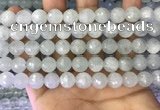 CAQ878 15.5 inches 10mm faceted round aquamarine gemstone beads