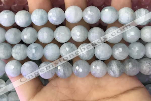 CAQ879 15.5 inches 11mm faceted round aquamarine gemstone beads