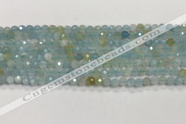 CAQ881 15.5 inches 3.5mm faceted round tiny aquamarine beads