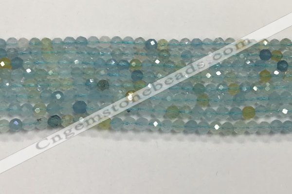 CAQ882 15.5 inches 3.5mm faceted round tiny aquamarine beads