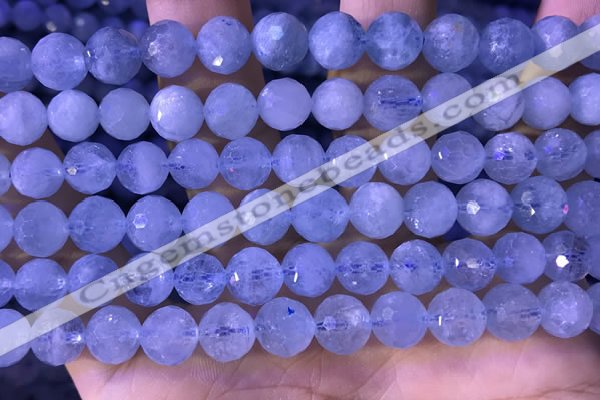 CAQ887 15.5 inches 8mm faceted round natural aquamarine beads