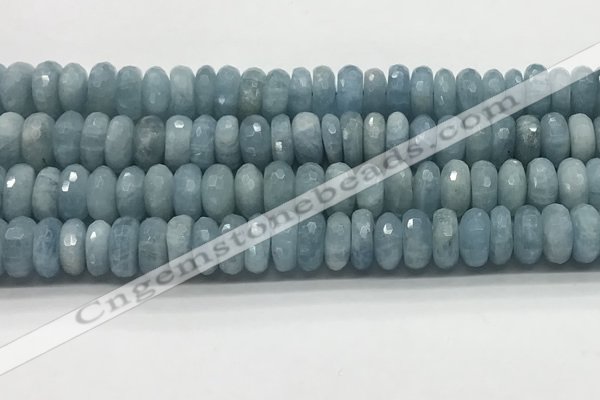 CAQ895 15.5 inches 6*12mm faceted rondelle aquamarine beads