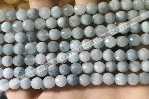 CAQ901 15.5 inches 6mm faceted round aquamarine beads