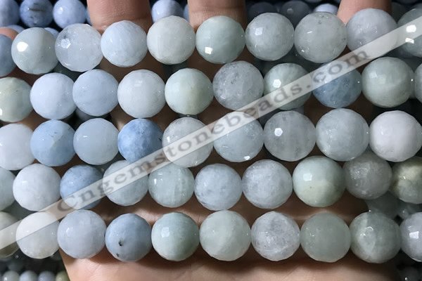 CAQ904 15.5 inches 12mm faceted round aquamarine beads